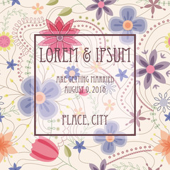 Wedding invitation flowers background vintage