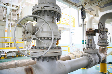 Valves manual in the production process. Production process used manual valve to control the system, Operator open and close or function the valve for controlled pressure or gas and oil flow rate.