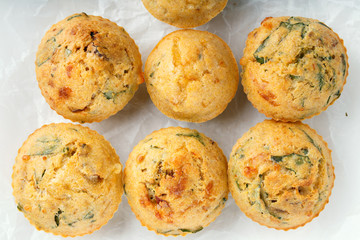 Savory cheese maffins with basil and sun-dried tomato