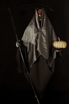 Halloween party or festival with angel of death, Nightlife with ghost or angel of death and picture concept by dark picture style, Ghost in fear night and go to the hell with angel of death.