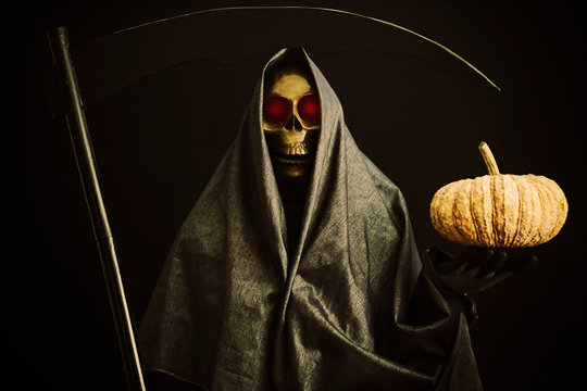 Halloween party or festival with angel of death, Nightlife with ghost or angel of death and picture concept by dark picture style, Ghost in fear night and go to the hell with angel of death.