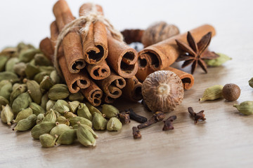 Collection of spices for mulled wine