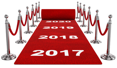 3d roter Teppich auf dem Weg nach oben 2017, 2018, 2019, 2020