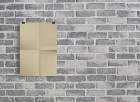 kraft paper on grey birck wall