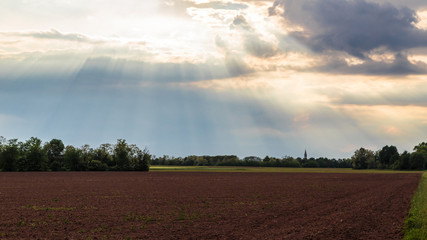 Spring storm over the fields