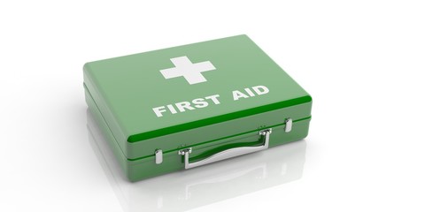 First aid kit on white background. 3d illustration