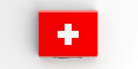 Obraz premium First aid kit on white background. 3d illustration