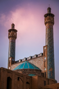 Minarets of a mosque in Qazvin