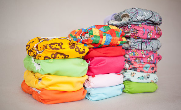 Stack Of Cloth Diapers Different Colors