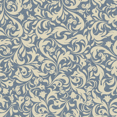 Seamless background of blue color in the style of Damascus
