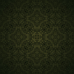 Seamless background of green color in the style of Damascus