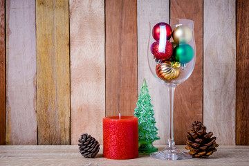 Christmas decoration  on a wooden background