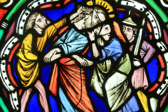 Le Baiser de Judas. Vers 1260. Ancienne &eacute;glise des Dominicains de Strasbourg. Mus&eacute;e de l'Oeuvre Notre-Dame de Strasbourg. 