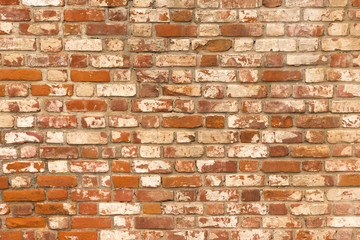 Red and white brick wall, background, texture