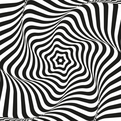 optical illusion art background. Optical illusion. black and white desktop wallpaper. graphic design. Vector repeating texture with curvature effect. Template for print, textile, wrapping, decoration © tanyushka81_81