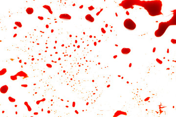 Halloween concept : Blood splatter on white background .