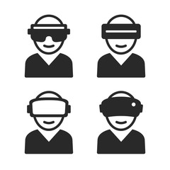 Virtual and Augmented Reality Icon Set. Vector