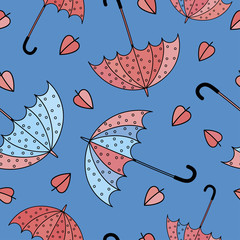 Umbrellas seamless pattern. Colorful vector illustration. Print. Repeating background. Cloth design, wallpaper.