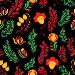 Seamless abstract hand-drawn floral pattern