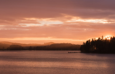Sunset at a lake 