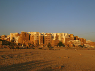 Panorama of Shibam mad skyscrapers, Hadramout, Yemen