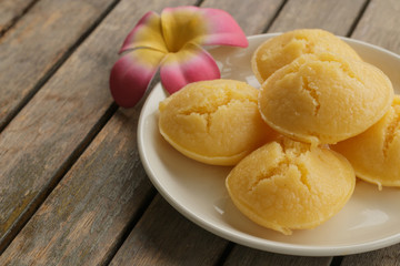 Sugarpalm cake on wood background.