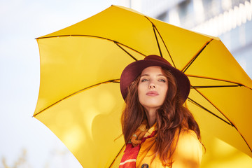 Woman in autumn city