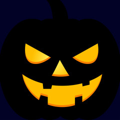 cono plano calabaza Halloween negra en fondo azul oscuro
