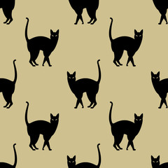 Icono plano patron gato negro sobre fondo gris