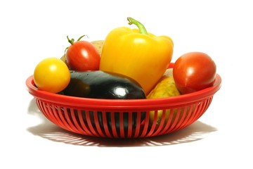 Vegetables in a red basket