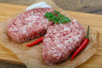 Raw burget cutlet