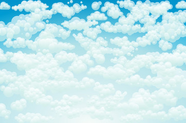 Vector clouds. Cartoon clouds. Illustration on blue background for design