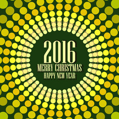 Vector - Merry Christmas Happy New Year 2016 disco lights frame.