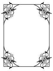 Silhouette flower frame. Design element for banners, labels, greeting cards and wedding invitations. Copy space. Vector template.