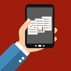 Geschäftsbericht oder Studie auf dem Smartphone