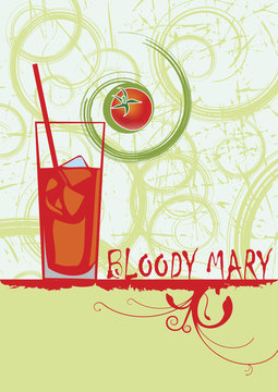Bloody mary,Abstract vertical cocktail banner