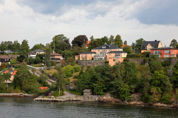 Fototapeta na wymiar Residential houses near the sea,Lidingo,Stockholm