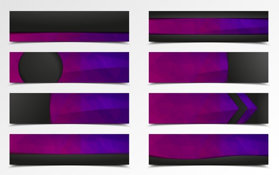 Collection of polygonal banners. Vector triangular modern design.