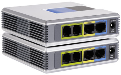 Two VoIP telephone adapters