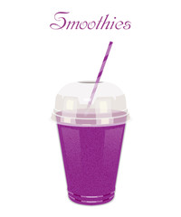 Vector illustration high glass cup with a purple smoothie. Healt