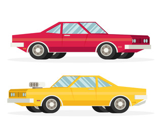 Muscle car. Flat styled vector illustration