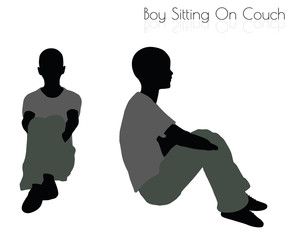 boy in Sitting pose on white background