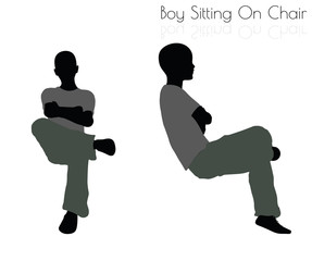 boy in Sitting pose on white background