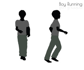 boy in Running pose on white background