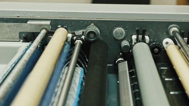 industrial printing of posters - print production, equipment wear - the gear oxidized because of the developer
