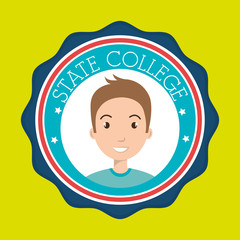 state college student emblem man vector illustration eps 10