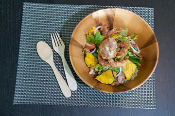 Crab salad with fresh vegetables