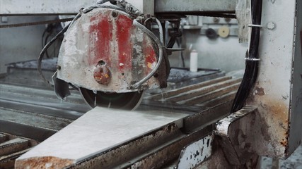 Saw machine cut marble stone