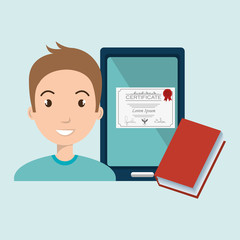 man student tablet book diploma vector illustration eps 10