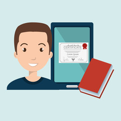 man student tablet book diploma vector illustration eps 10